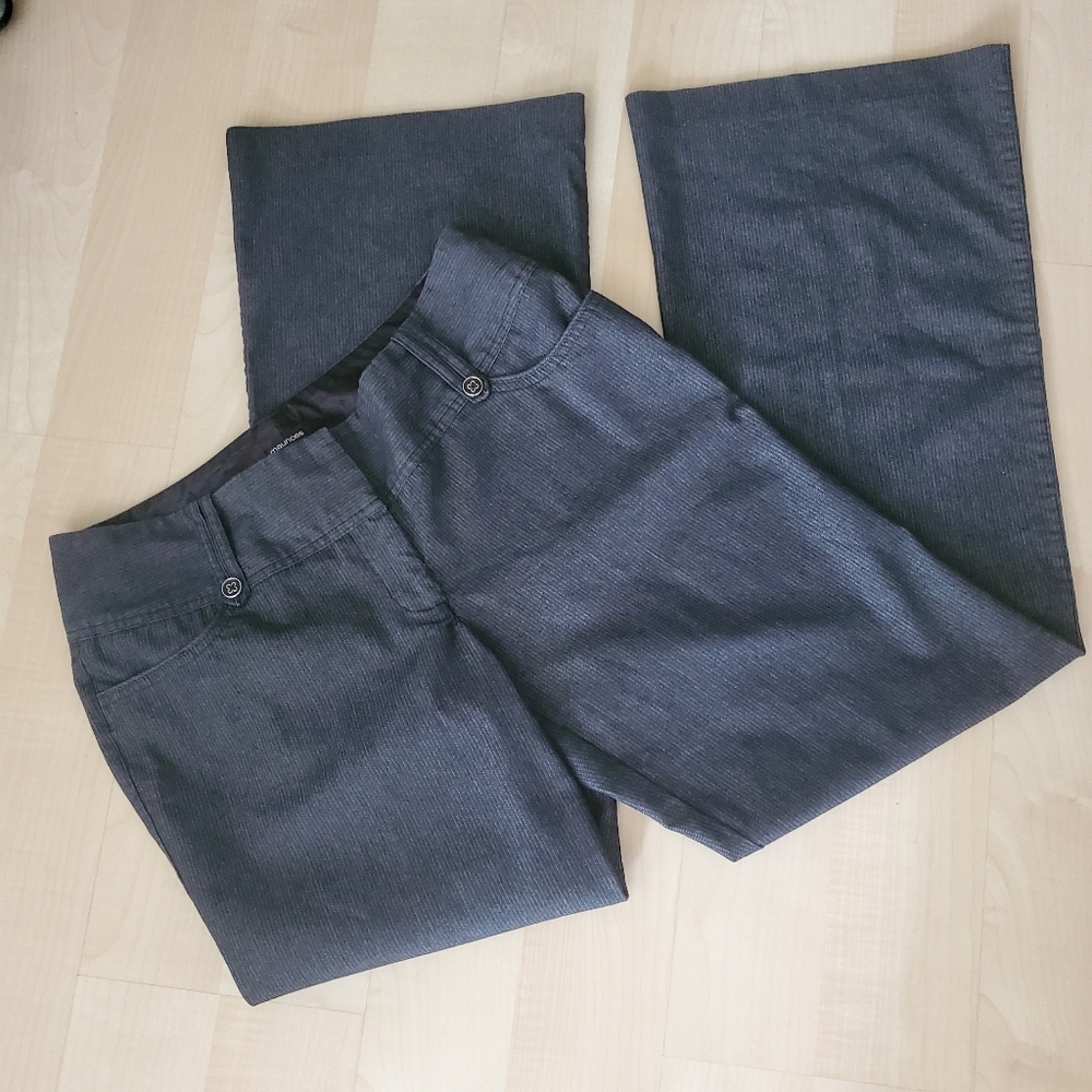 Maurices  Charcoal Pinstriped Wide Leg Dress Pants Size 7/8